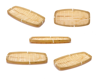 编织竹盘多角度素材