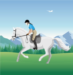 马术手绘矢量插画