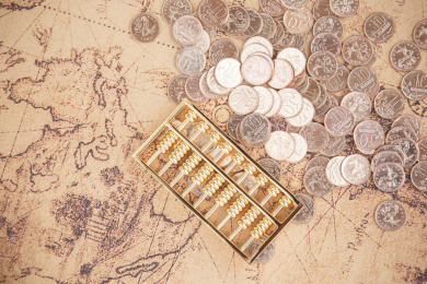 硬币 算盘  金融 商务  地图 