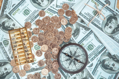 硬币 纸币 算盘 指南针 商务金融