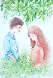 情人节情侣约会插画海报