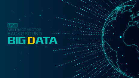 辐射线、点线连接的组成大数据科技矢量背景、寓意全球化、国际化，科学技术概念