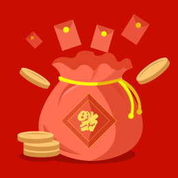 红包 金币 钱袋 发财 矢量图
