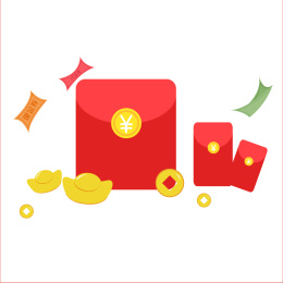 开红包  金币 矢量 插图