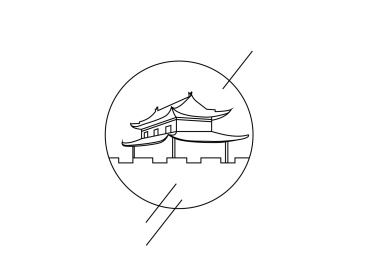 建筑概念插画，薄线的平面设计矢量