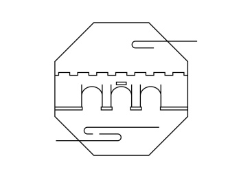 建筑概念插画，薄线的平面设计矢量