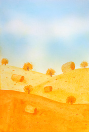 秋分  处暑 水彩 插画