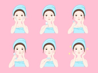 矢量女性护肤美容步骤图例