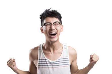 肖像的年轻人欢呼
