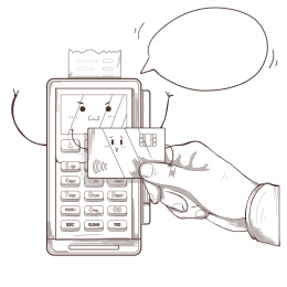 手绘线条表情刷卡机