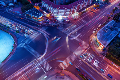 天津道路夜景