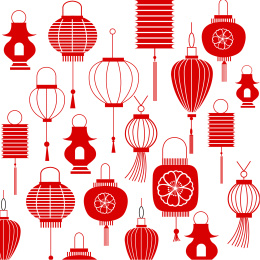 灯笼剪纸剪影图案