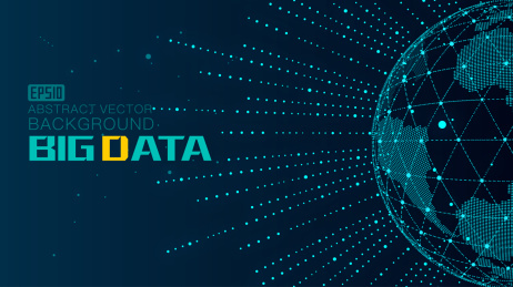 辐射线、点线连接的组成大数据科技矢量背景、寓意全球化、国际化，科学技术概念