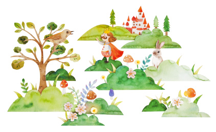  儿童卡通 插画 剪纸