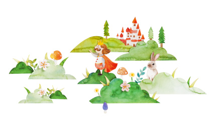  儿童卡通 插画 剪纸