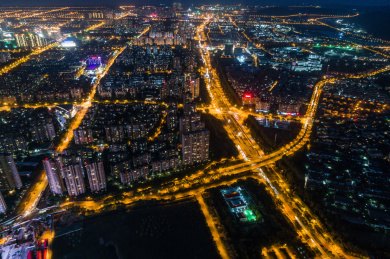 现代城市全景夜景
