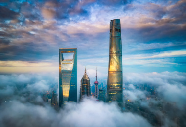 航拍上海陆家嘴夜景风光