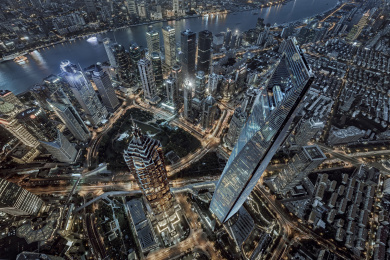 上海陆家嘴城市建筑夜景