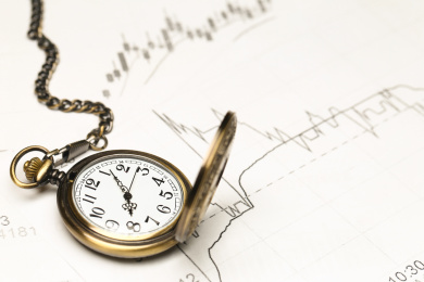 复古怀表放在K线图上