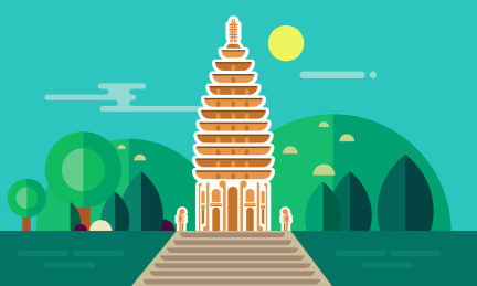 矢量插画河南嵩岳寺