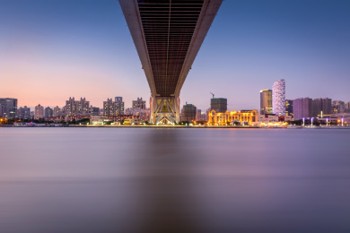 上海徐汇滨江晚霞天际线