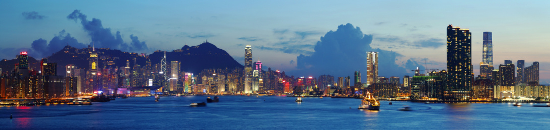 香港维多利亚港夜色全景