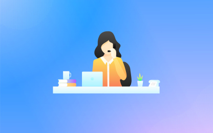 客服人物接电话插画素材