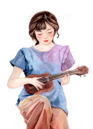 弹尤克里里的女孩