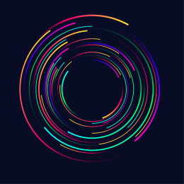 彩色旋转的发光的线条，抽象矢量背景图
