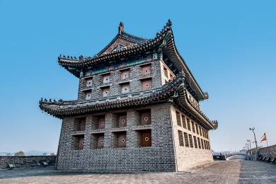 河北省山海关市古城墙园林古建建筑景观