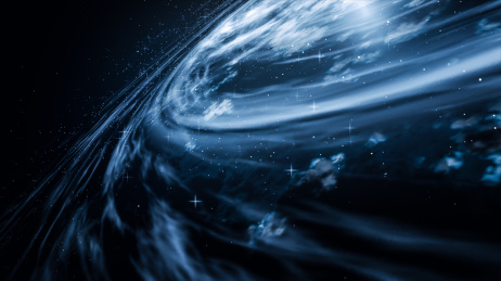 蓝色科幻背景，星云与漩涡