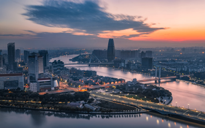 浙江省宁波三江口城市夜景
