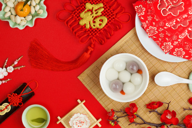 红色背景春节美食汤圆元宵