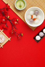 红色背景春节美食汤圆元宵