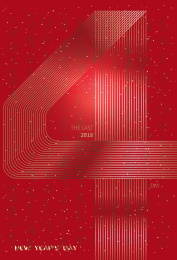 2018新年数字红色海报