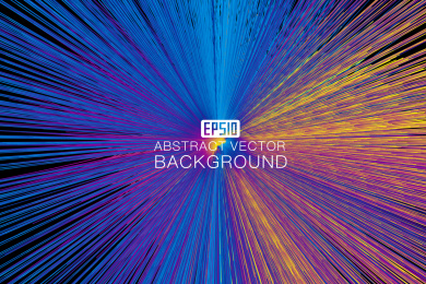 彩色线条组成发光放射状的抽象矢量背景图