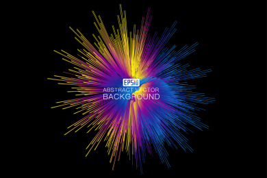 彩色线条组成发光放射状的抽象矢量背景图