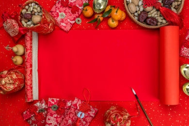 中国年味元素留白背景素材