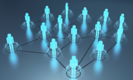 人际关系，人脉，互联网协作的三维概念渲染图