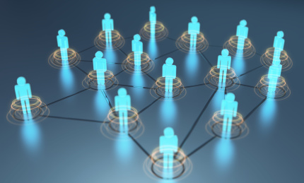 人际关系，人脉，互联网协作的三维概念渲染图