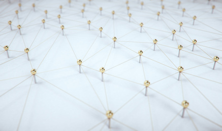 人际关系，人脉，互联网协作的三维概念渲染图。