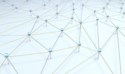 人际关系，人脉，互联网协作的三维概念渲染图。