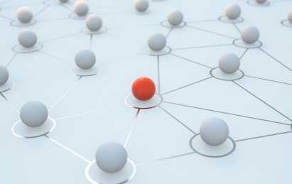 人际关系，团队协作和领导力的三维概念渲染图。