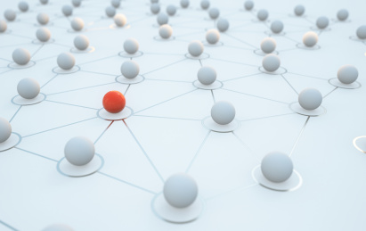 人际关系，团队协作和领导力的三维概念渲染图。