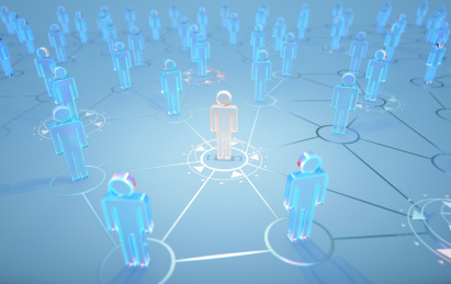 人际关系，团队协作和领导力的三维概念渲染图。