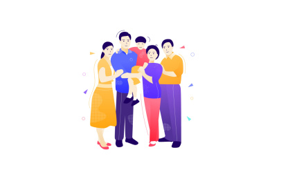 全家福一家人矢量插图素材