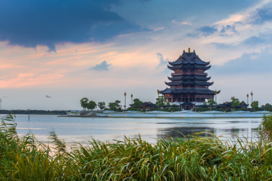 中国江苏苏州市著名景点阳澄湖半岛浅水湾风_站酷海洛_正版图片_视频