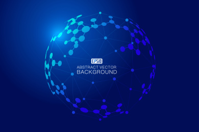 线条和点连接构图球体，分子比喻，科学技术的概念