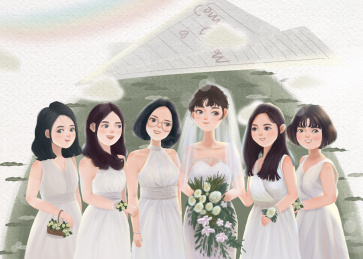 婚礼姐妹插画