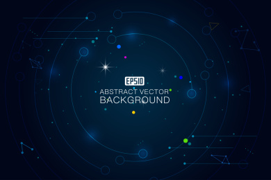 点线链接构图宇宙星空抽象矢量背景，点线连接抽象的科技矢量背景